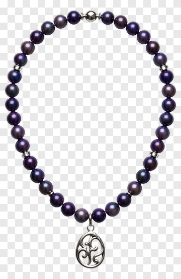 Purple Pearl Necklace With Silver Charm PNG