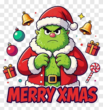 Grinch In Santa Outfit For Merry Xmas PNG