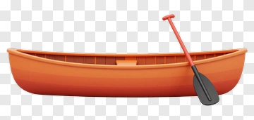 Orange Canoe With Black Oar PNG