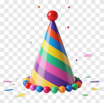 Rainbow Party Hat With Confetti And Beads PNG