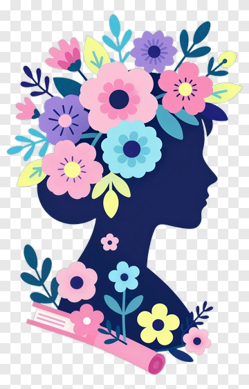 Woman With Flower Crown Silhouette PNG