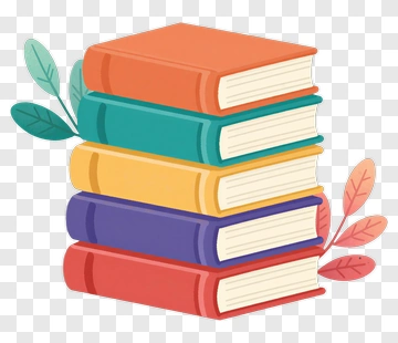 Stack Of Colorful Books With Leaves PNG
