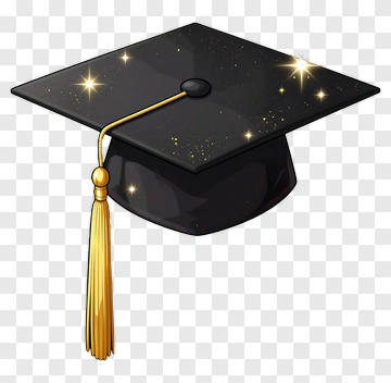 Graduation Cap With Gold Tassel And Sparkles PNG