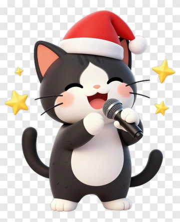 Singing Cat In Santa Hat PNG