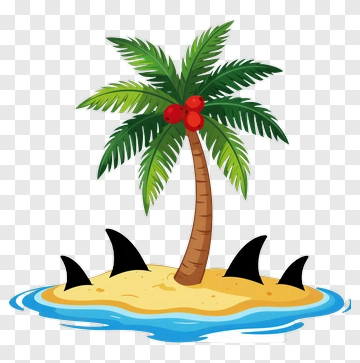 Palm Tree With Shark Fins PNG