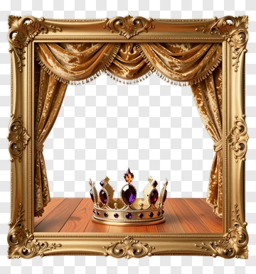 Golden Crown On Ornate Frame PNG