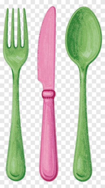 Green And Pink Cutlery Set PNG