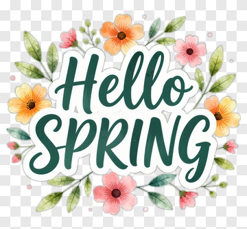 Hello Spring Watercolor Design PNG