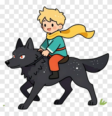 Boy Riding Wolf PNG