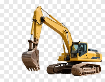 Yellow Excavator At Demolition Site PNG