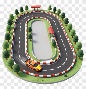 Orange Sports Car On Race Track PNG