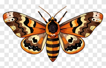 Hand-drawn Orange And Brown Moth PNG