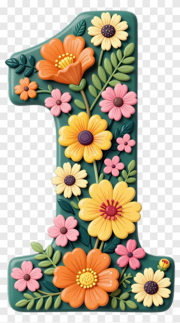 Floral Number One Decoration PNG