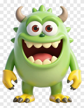 Friendly Green Monster Character PNG
