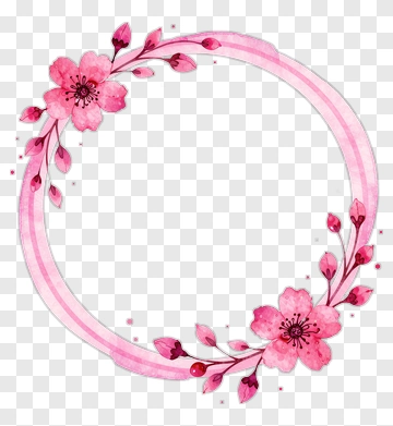 Pink Flower Wreath Frame PNG