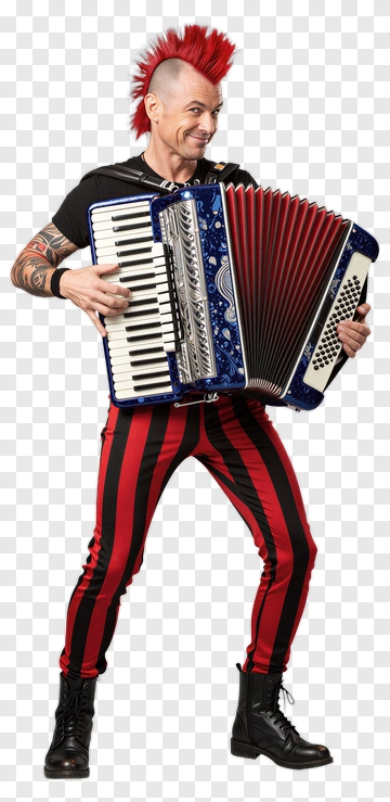 Man With Red Mohawk Playing Accordion PNG