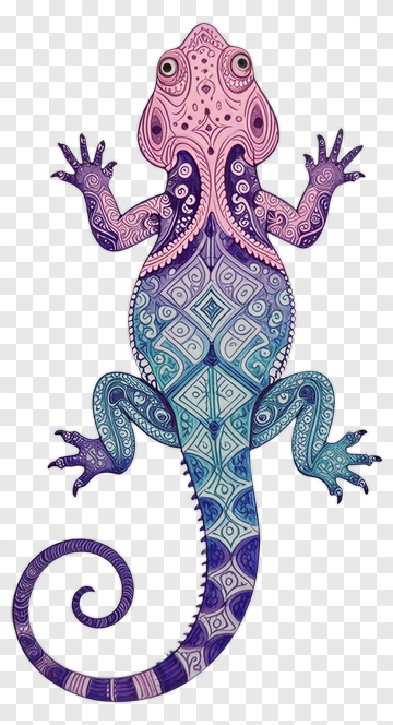 Colorful Gecko With Intricate Patterns PNG