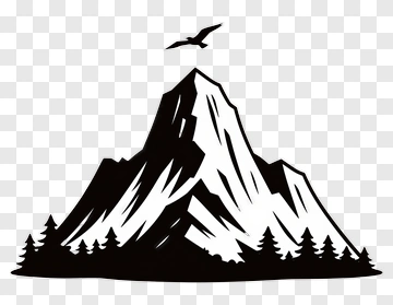 Mountain With Bird In Flight PNG