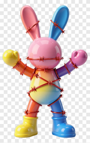 Colorful Rabbit Art Figure PNG