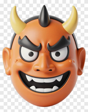Cartoon Devil Mask With Yellow Horns PNG