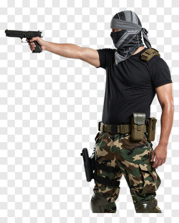 Soldier In Tactical Gear Pointing Handgun PNG