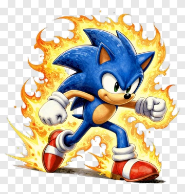 Sonic The Hedgehog Running Through Fire PNG