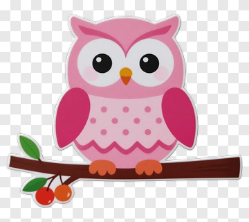 Pink Owl With Cherry PNG