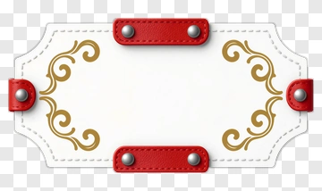 Leather Tag With Gold Swirls PNG