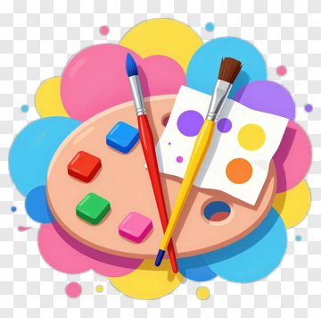 Art Supplies Palette With Paintbrushes PNG