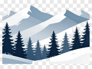 Snowy Mountain Range With Pine Trees PNG