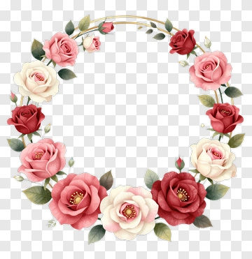Rose Wreath With Pink White And Red Roses PNG