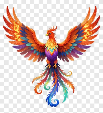 Colorful Phoenix With Spread Wings PNG
