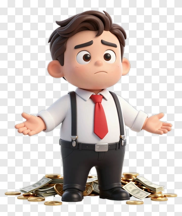 Confused Businessman Surrounded By Money PNG