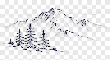 Mountain With Pine Trees PNG