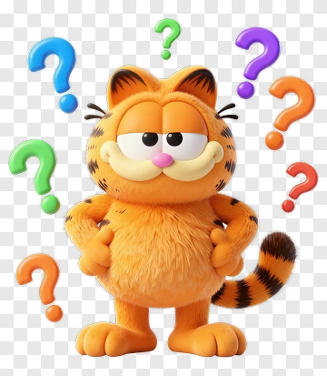 Garfield Surrounded By Question Marks PNG