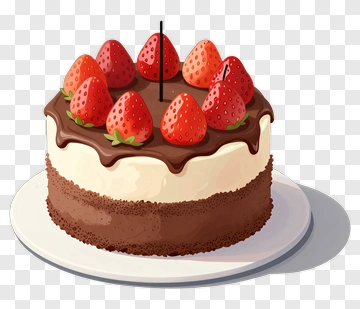 Strawberry Chocolate Cake With Candle PNG