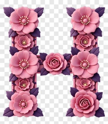 Floral Letter H Design PNG
