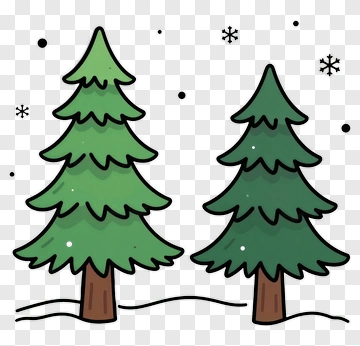 Two Pine Trees In Winter PNG