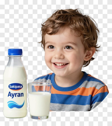 Child Smiling With Milk Bottle And Glass PNG