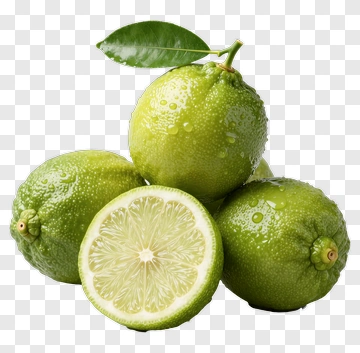 Fresh Lime With Leaf And Slice PNG