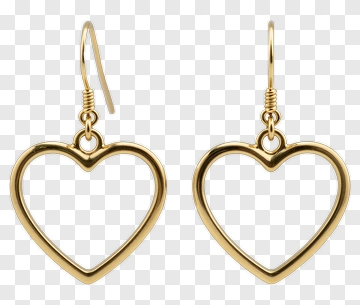 Gold Heart-Shaped Earrings PNG