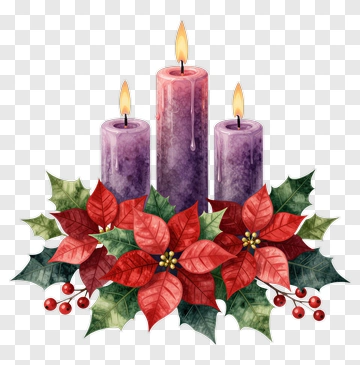 Advent Candles With Poinsettia PNG