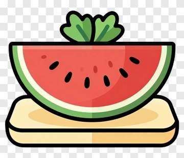 Watermelon Slice On Cutting Board PNG