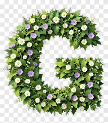 Letter G Wreath With Flowers PNG