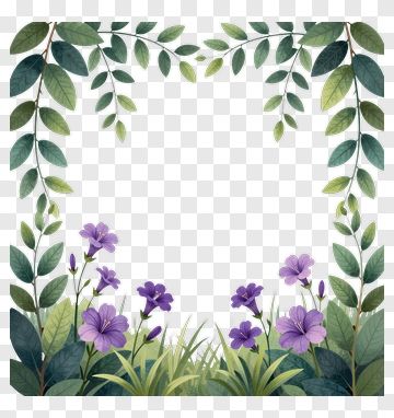 Leaf And Flower Border Design PNG