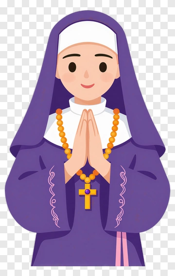 Nun In Prayer With Rosary PNG