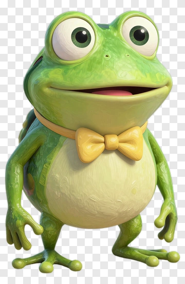 Adorable Frog With Yellow Bowtie PNG