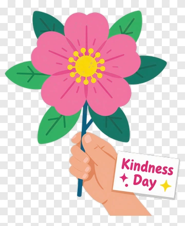 Hand Holding Flower And Kindness Card PNG