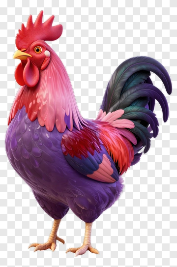 Vibrant Cartoon Rooster PNG