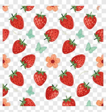 Watercolor Strawberry And Butterfly Pattern PNG
